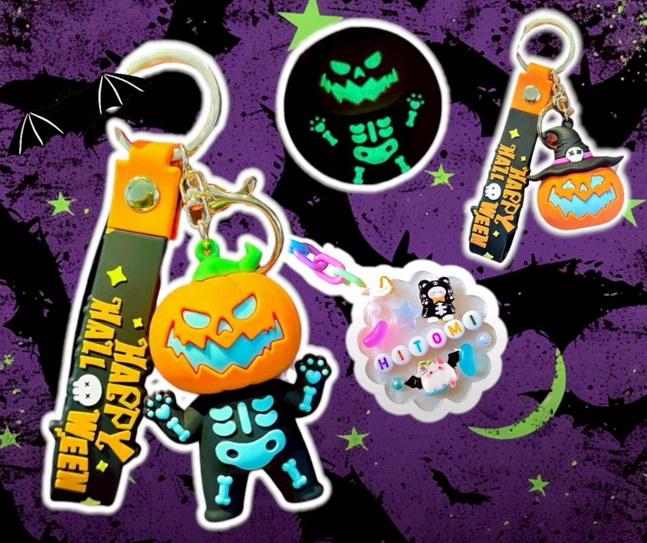 リクエスト商品7点ハロウィン　キーホルダー Pumpkin Keychain】かぼちゃ キーホルダー レザー風加工 選べる